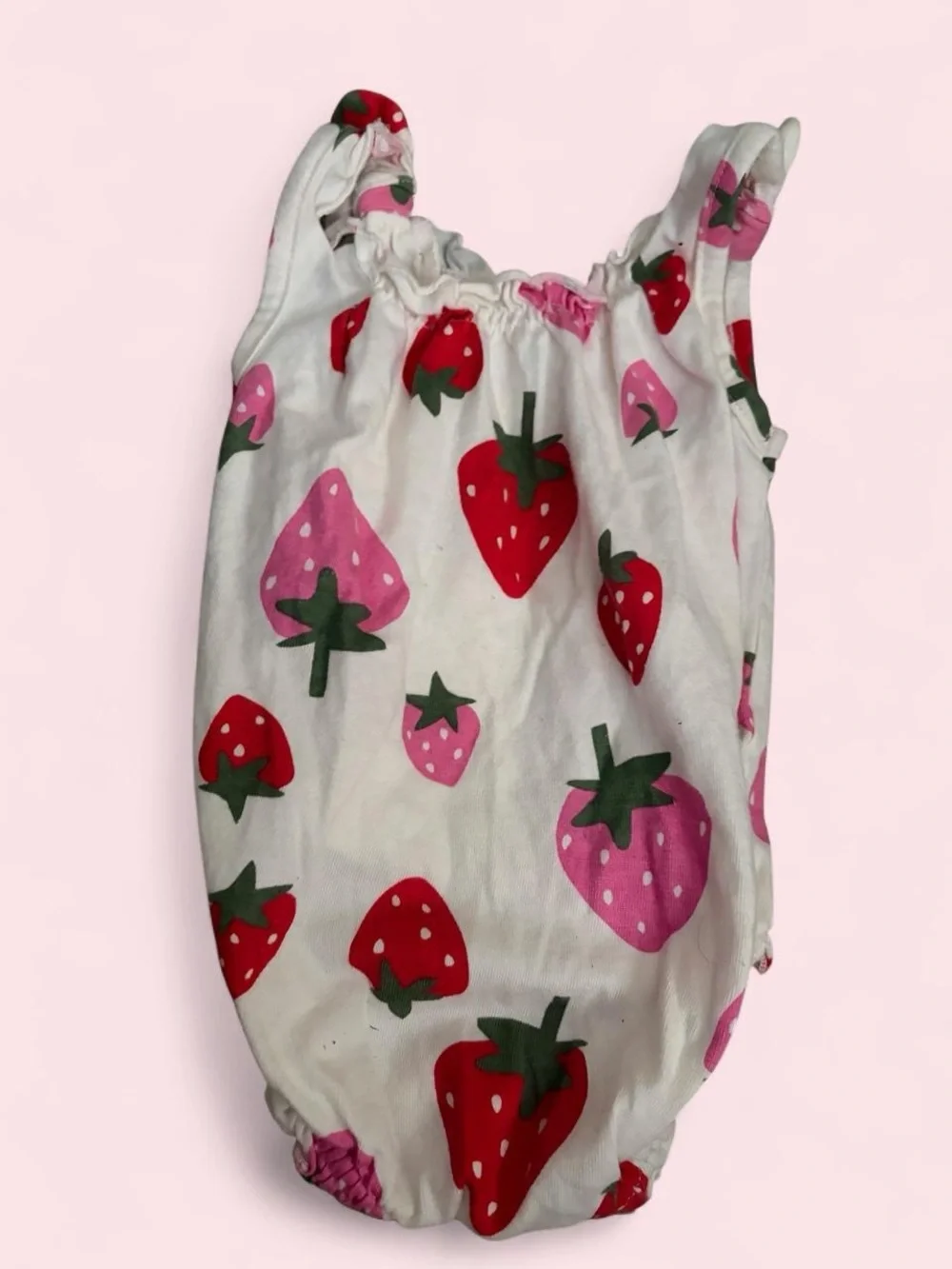 Old Navy Baby Strawberry Romper in White, Pink & Red